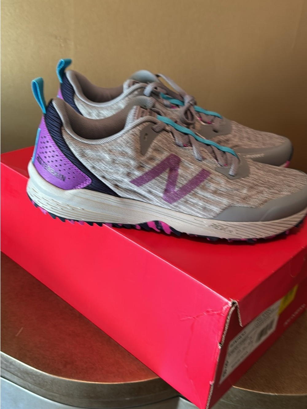 New in Box! New Balance Women's Light Gray and Purple Trail Running Shoes